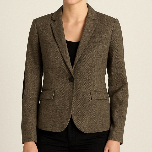 🐑 TNA Tweed Wool-Blend Blazer w/ Elbow Patches – Small – Equestrian Academia - Picture 1 of 10